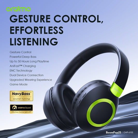 Oraimo BoomPop Headphones Price in Kenya | HavyBass, 60H Playtime, Over-Ear Comfort - Suncom