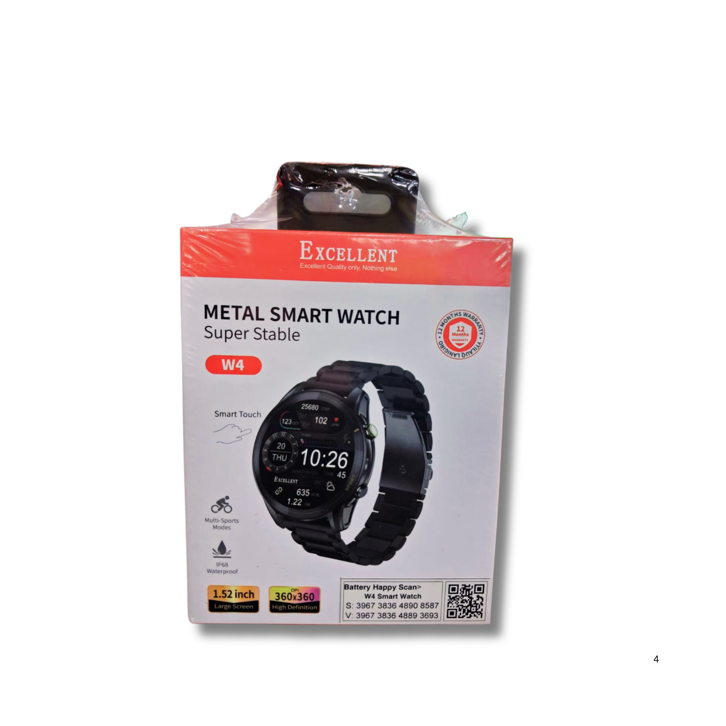 Excellent W4 Metal Smartwatch β HD Display, Bluetooth Calling, IP68 Waterproof, Health & Fitness Tracker