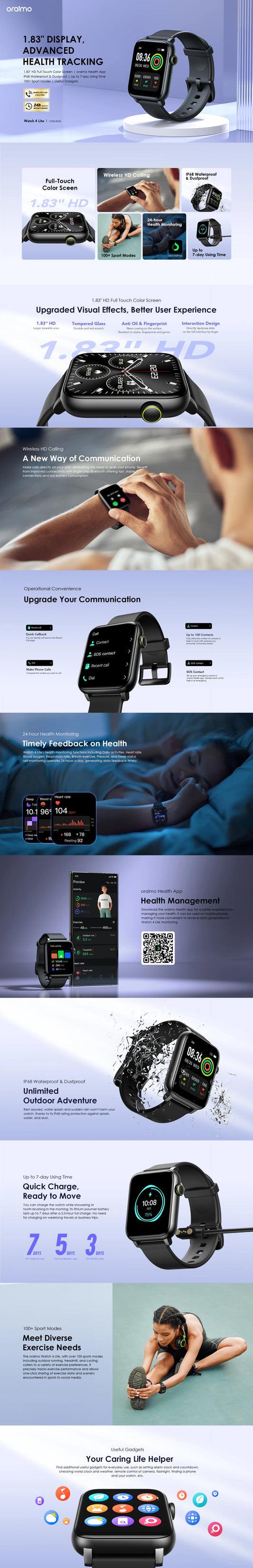 Oraimo Watch 4 Lite | HD Calling Smartwatch IP68 | Suncom Kenya