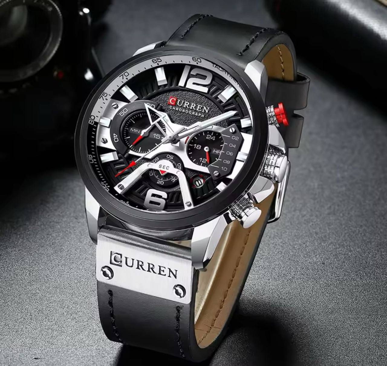 Curren Chronograph Men's Sport Watch – Black Leather Edition