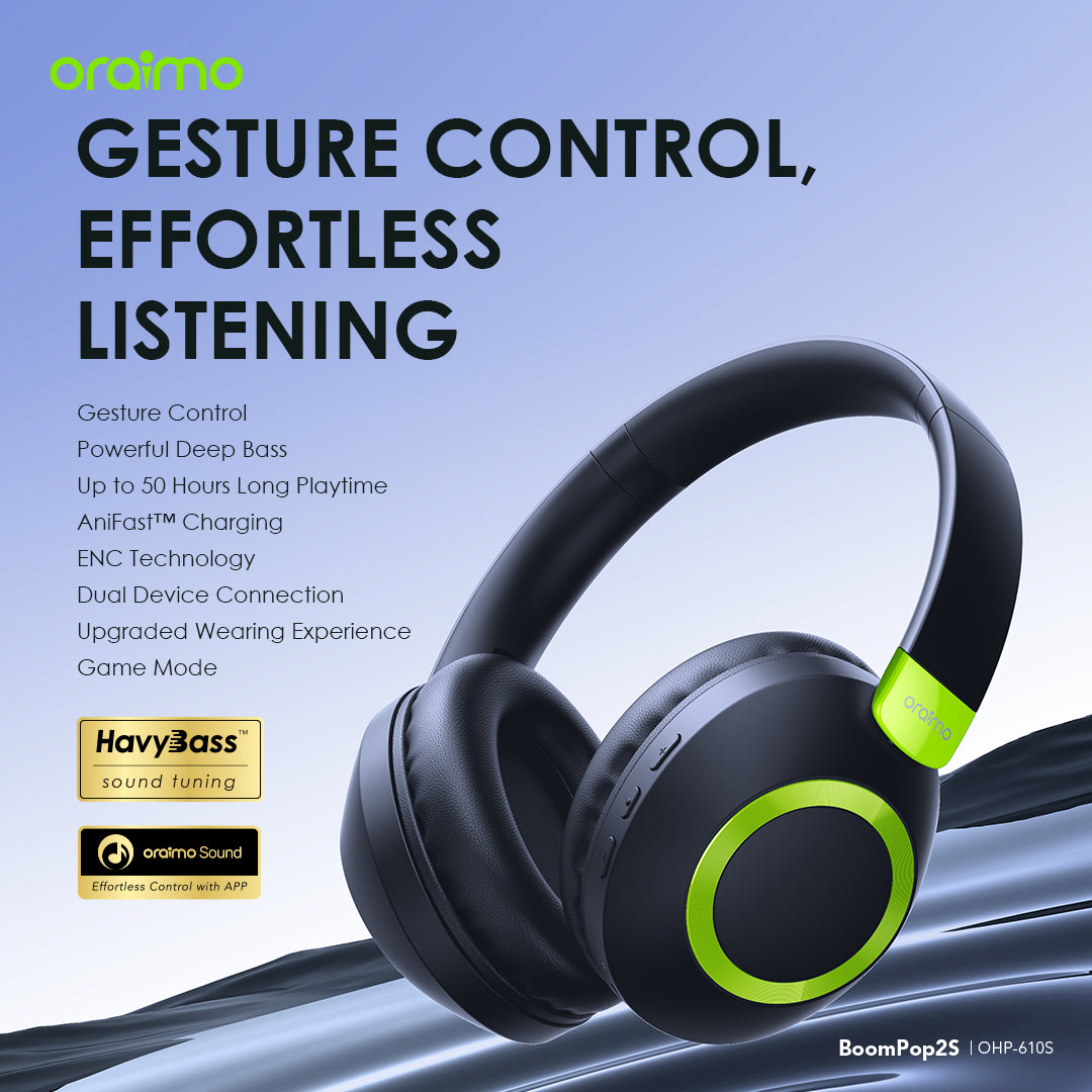 Oraimo BoomPop Headphones Price in Kenya | HavyBass, 60H Playtime, Over-Ear Comfort - Suncom