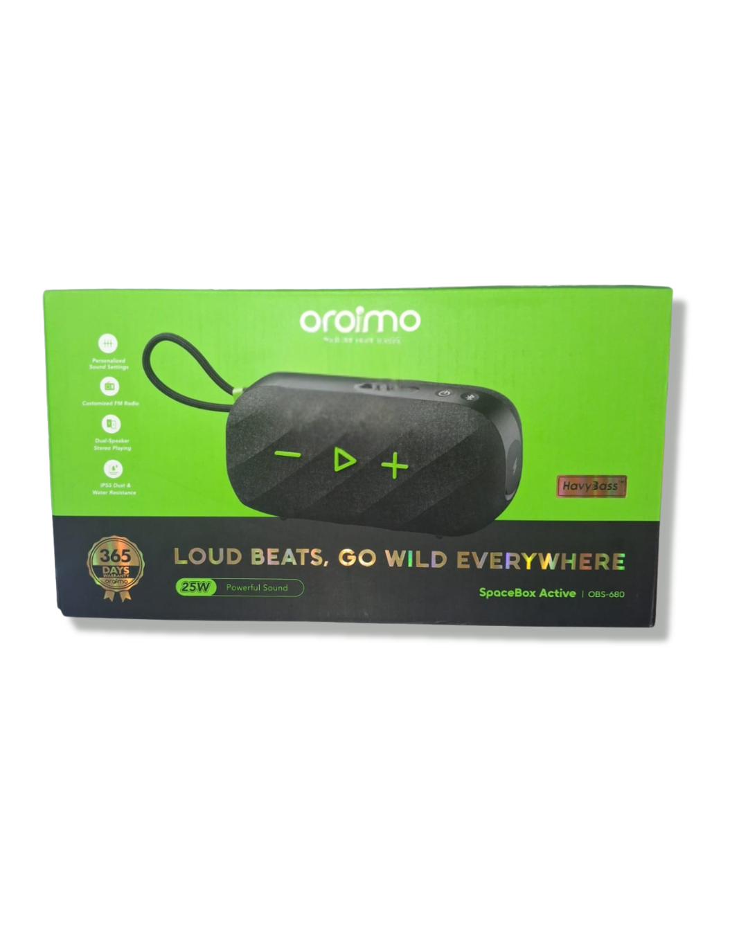 Oraimo SpaceBox Active – 25W Portable Wireless Speaker (IP55, Bluetooth 6.0)