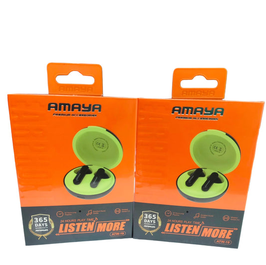 Amaya ATW-19 Wireless Earbuds – 24 Hours Playtime, Premium Sound, 365 Days Warranty