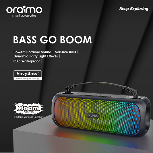 Oraimo Boom OBS-75D Speaker Price in Kenya | 30W HavyBass, RGB Lights, IPX5 - Suncom