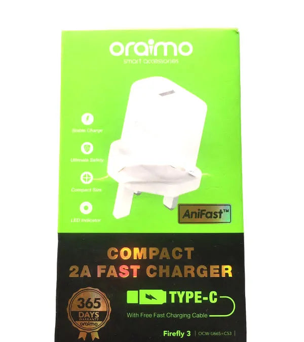 Oraimo Compact 10W Wall Charger Price in Kenya | Portable USB-A Adapter - Suncom