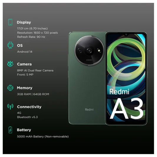 Redmi A3 Price in Kenya | Stylish Glass Design, 90Hz Display, 5000mAh - Suncom